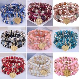 Strand Bohemian Tassel Stacked Colorful Beaded Bracelet For Women Multi-Layered Charms Stretch