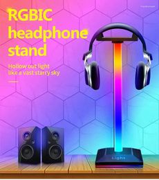 Table Lamps RGB Gaming Headphone Stand Dual USB Port Touch Control Strip Light Desk Headset Holder Hanger Earphone Accessories
