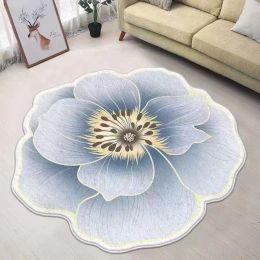 Chinese Carpets for Living Room Fluffy Soft Lounge Rug Irregular Bedroom Decor Flower Carpet Thicken Round Washable Non-slip Mat