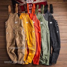Designer Men's Jeans Fashion Men Jumpsuit Bib Pants Solid Colour Joggers Pockets Streetwear Loose Cotton Straps Suspender Men's Cargo Overalls Rompers 432