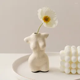 Vases Body Art Resin Flower Nude Female Sculpture Vase Creative Hobby Planting Machine Home Accessories Ornamental