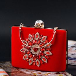 Red Black Crystal Clutch Bag Evening Purse Diamond Flower Wedding Clutches Luxury Handbags Women Bags Designer Zd13135886652