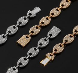 Men Cuba Hip hop Iced Out Coffee Beans Chains Necklaces Rhinestone Fashion 1824inch Long Chain Necklace Jewellery Gifts3210932