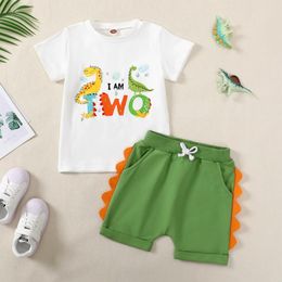 Clothing Sets Summer Kids Baby Boys Girls Birthday Outfits Short Sleeve Cartoon Print T-Shirt And Shorts Clothes