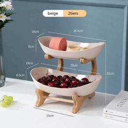 Decorative Plates Dining table tableware kitchen fruit bowl floor divided candy cake tray wooden H240521 ML2X