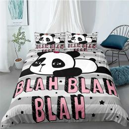 Bedding sets Cartoon Cute Panda Sets Child Kids Covers Boys Creative Bed Duvet Cover with case for Teens King Size Set H240521 O4CE