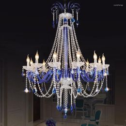 Chandeliers Blue Crystal Lamp European Style Maan Internet Coffee Chandelier TV Creative Clothing Store El Decorative L