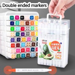 1218243648 Colours Markers Set Washable Double-Headed Marker Safe Art Supplies Highlighter Pen School Stationery for Children 240522