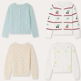 プリセール（船3月）2024 BP秋の女の子刺繍されたニットチェリーコットンセーターベビー服l2405 L2405