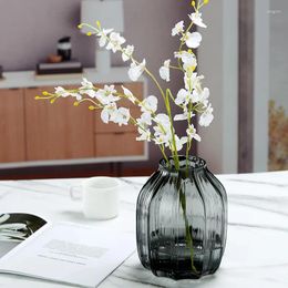 Vases Home Decor Striped Flower Vase Modern Style Living Room Desktop Ornament Transparent Hydroponic Glass Crafts Garden