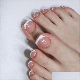 False Nails Nail Patch Glittering Powder Simple White Edge French Style Foot Enhancement Detachable Drop Delivery Health Beauty Art Sa Otbua