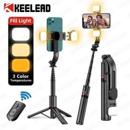 Selfie Monopods Keelead selfie stick mobile tripod with wireless remote control 42 inch portable expandable 360 degree rotation suitable for smartphones d240522