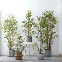 Decorative Flowers 150-240cm Large Artificial Bamboo Tree Potted Fake Silk Plants Tropical Tall Bonsai For Home Garden Outdoor Decoration