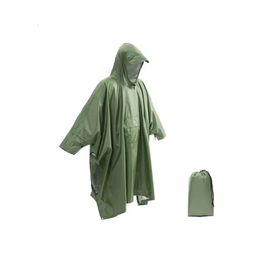 3 In 1 Outdoor Military Waterproof Raincoat Rain Coat Men Women Awning From The Motorcycle Poncho Picnic Mat 240514