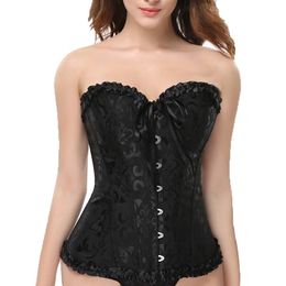 YBFDO Women Sexy Corsets Bustiers Floral Lace Tops Shapewear Overbust Corselet Blouse Gothic Brocade Retro Lingerie Waist Corset