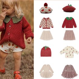 KS Kids Sweaters Cute Super Lovely Brand 2022 Winter Strawberry Design and Dress Baby Girl Warm Clothes L2405 L2405