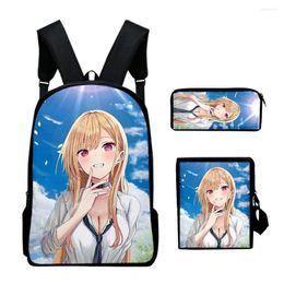 Backpack Cartoon My Dress Up Darling 3pcs/Set 3D School Student Bookbag Travel Laptop Daypack Shoulder Bag Pencil Case