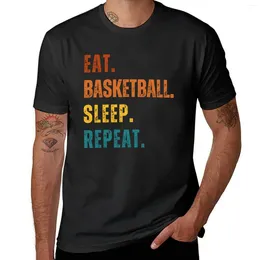 Men's Polos Eat Basketball Sleep Repeat T-Shirt Boys Whites Graphics Mens Graphic T-shirts