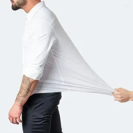 Men's Dress Shirts Spring Social Shirt Slim Business Male Long Sleeve Casual Formal Elegant Blouses Tops Man Brand Clothes
