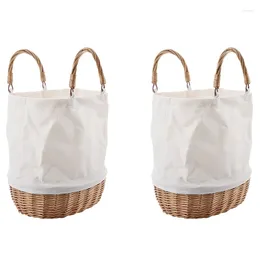 Shopping Bags 2X Bag Waterproof Women Rattan Clutch Handbag Summer Beach Wicker For Leisure Ladies Tote