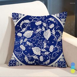 Pillow Chinese Blue And White Porcelain Fashion Decorative Covers For S Sofa Geometric Flowers Throw Case Home Decor Car