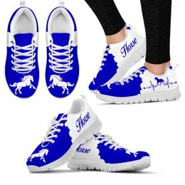 Casual Shoes INSTANTARTS Trendy Blue And White Golf Design Stylish Sneakers Horse Heart Print Flats Sports Hobby Chaussure