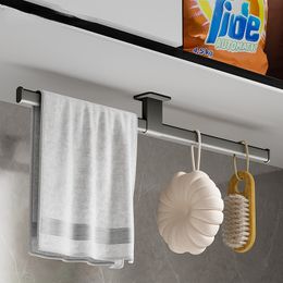 Creative Black Metal Aluminum Towel Bar Toilet Paper Towel Rack Living Room Coat Hook Bathroom Accessories Towel Clothes Shelf