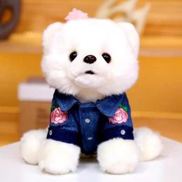 Plush Dolls 25cm sitting dog toy plush cute Pomeranian pet animal doll for childrens birthday gift direct shipping H240521 1SLD