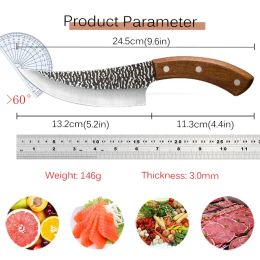 Multi-Purpose Peeling Slicing Cleaver Small Fruit Knife Wooden Handle Portable Vegetable Meat Cutting Pocket Knife