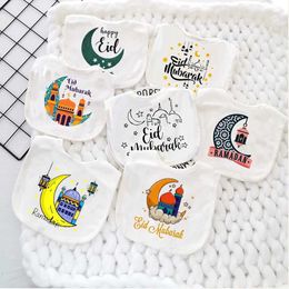 Bibs Burp Cloths Moon Star Happy Ramadan Baby bib boy and girl Cotton bib Happy fasting Mubarak Baby Saliva towel Baby Muslim reserved cake gift d240522