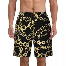 Swimwear Gold Chain Board Shorts Summer Links Print Fashion Beach Shorts Men Design Sportswear Comfortable Swim Trunks 240514