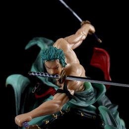 Action Toy Figures 18CM Integrated Banpresto Anime Roronoa Zoro Three Knife Standing PVC Action Character Series Cool Model Decoration Toy Childrens Gift Q240521