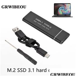 Usb Gadgets Grwibeou 3.1 To M.2 Ssd Mobile Hard Disc Box Type C Adapter Card External Enclosure Case For M2 Sata Drop Delivery Compute Otank