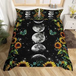 Bedding sets Yellow Sunflower Comforter Set Butterfly for Kids Girls Teens WomenCountry Floral Quilt Duvet Sets 2 Cases H240521 CHC5