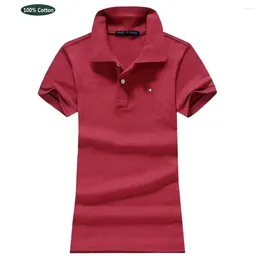 Women's Polos Womens Summer Cotton Solid Color Shirts Casual Short Sleeve Lapel Italy Style Logo Slim Female T Shirt Tops & Tees