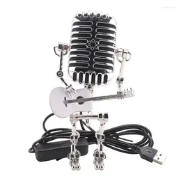 Table Lamps Retro Style Vintage Microphone Robot Desk Lamp Touch Dimmer