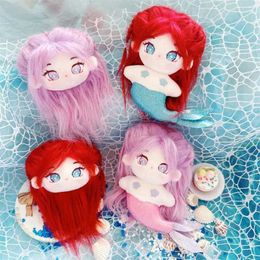 Dolls Mini Cavai Mermaid Doll Cute Stuffed Cotton Plush Doll with Red Pink Hair Mermaid Head Plush Keychain Bag Pendant Decorative Gift S24522