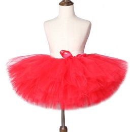 Skirts Solid Red Girl Skirts Children Dance Costumes for Kids Tutus Princess Tulle Ballet Skirt for Birthday Party Baby Photography Y240522