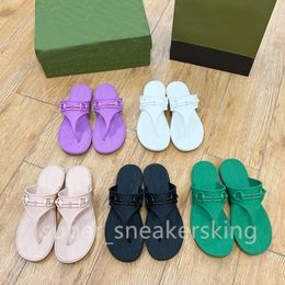 Designer Slippers Womens Flip flops Summer Sandals Flat Heels Slides Fashion Casual Comfort Beach Slippers 35-41