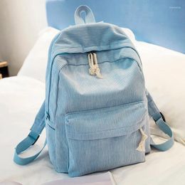 School Bags Style Soft Fabric Backpack Female Corduroy Design For Teenage Girls Striped Women