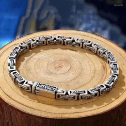 Link Bracelets Six-character Mantra Of Dragon Pattern Bracelet High Quality Chain Silver Plated For Men Women Amulet Safe Jewelry Gift
