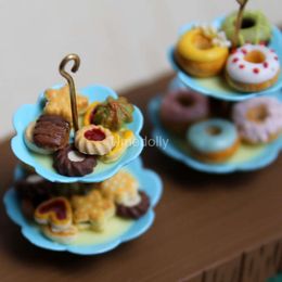 1/12 Scale Miniature Dollhouse Cake Stand Mini Donuts for BJD Food OB11 Doll House Kitchen Accessories Toy