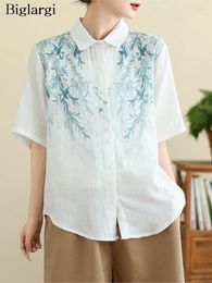 Women's Blouses Oversized Summer Floral Print Shirts Tops Women Short Sleeve Casual Fashion Irregular Pleated Ladies Loose Woman