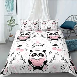 Bedding sets Cartoon Cute Panda Sets Child Kids Covers Boys Creative Bed Duvet Cover with case for Teens King Size Set H240521 65W0