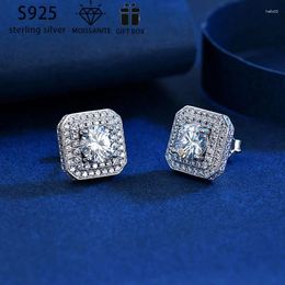 Stud Earrings INZEN1 Pair Of Ladies S925 Silver 2 Carat Moissanite Daily Couple Valentine's Day Wedding Anniversary Gift