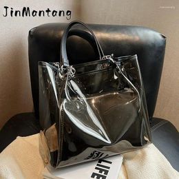 Evening Bags Transparent Shoulder Side Bag Women 2pcs/set Luxury Handbag Fashion PVC Clear Handbags Feminina 2024 Summer Tote Straw