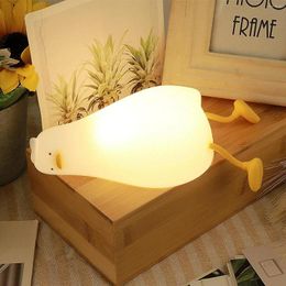 Table Lamps 1pc Lying Flat Duck Night Light Cute Up Silicone Dimmable Timed Bedside Lamp Rechargeable Touch