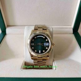 With Box Papers U1F Maker Mens Watches 41mm Day-Date 28238 Diamond Green Dial 18k Gold Sapphire Asia 2813 Movement Mechanical Automatic 198K