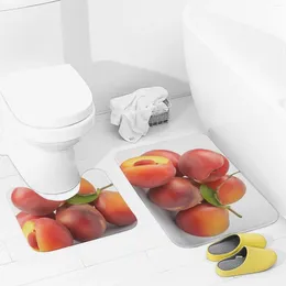 Bath Mats Bathroom Rugs Sets 2 Piece Red Apricot Absorbent U-Shaped Contour Toilet Rug