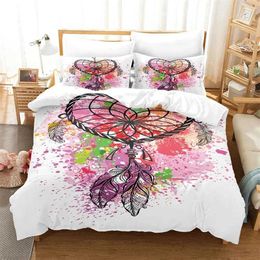 Bedding sets Dreamcatcher Duvet Cover Bohemia Comforter Microfiber Feather Set Full Twin for Girls Teens Adults Bedroom Decor H240521 WAZO